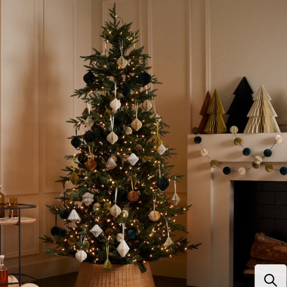 🆕 OUI Set of 6 Paper Ornaments NWT Christmas Holiday Tree Decorations Indigo - Picture 3 of 3